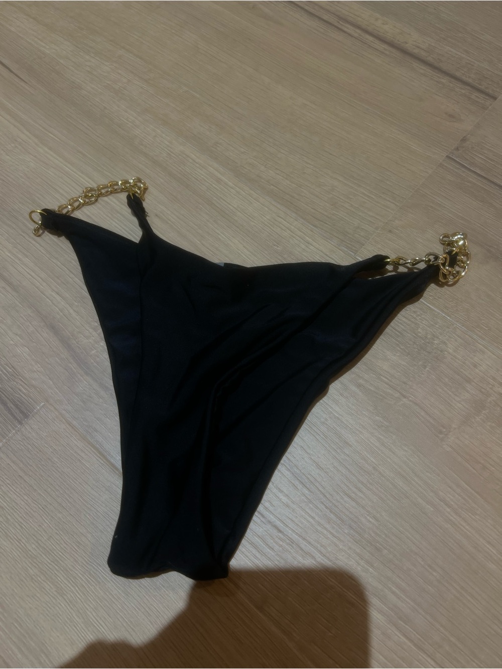 Black Chain-Accent Bikini Bottom -  Women's Swimwear
